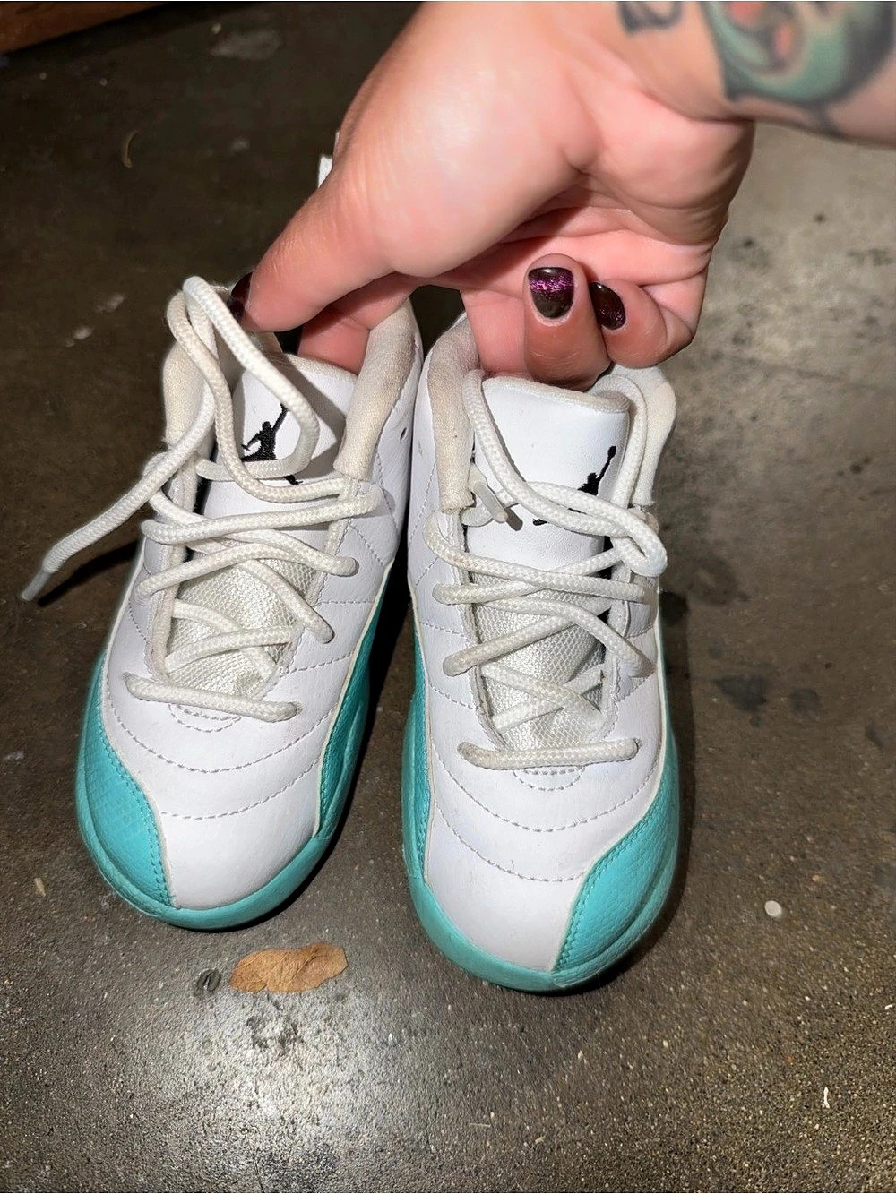 Jordan 12 Retro Sneakers White & Blue Girls US 9C